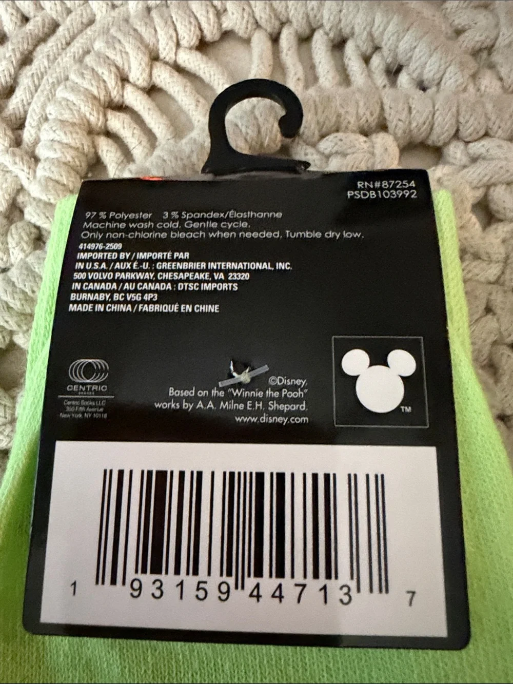 Disney Lime Green Winnie the Pooh & Heather Navy Mickey Mouse Crew Socks